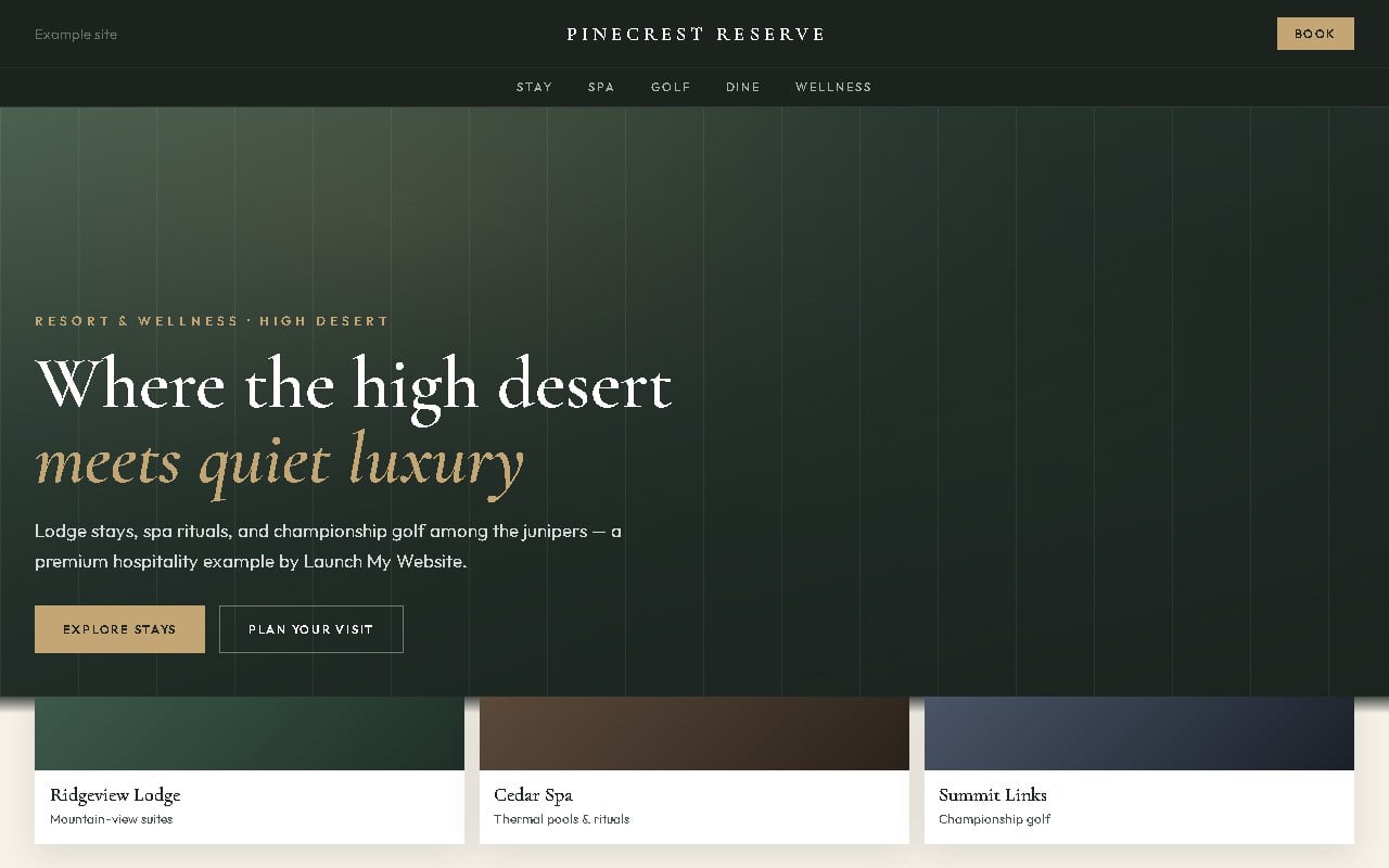 Pinecrest Reserve website preview