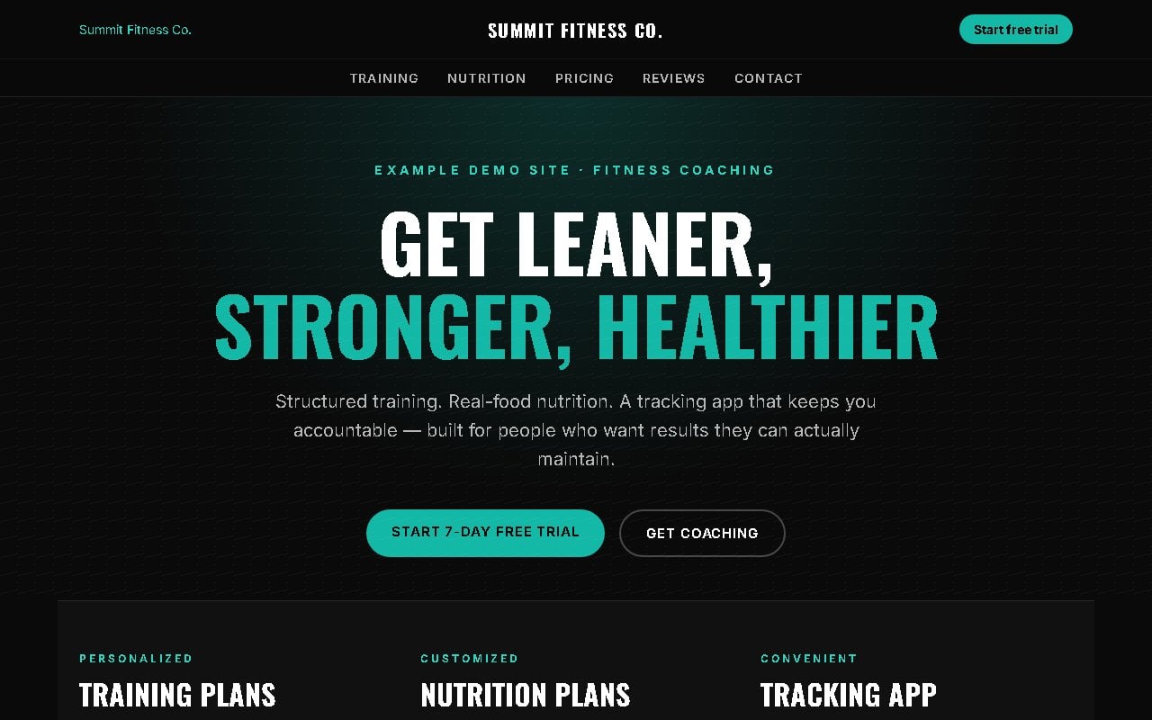 Summit Fitness Co. website preview